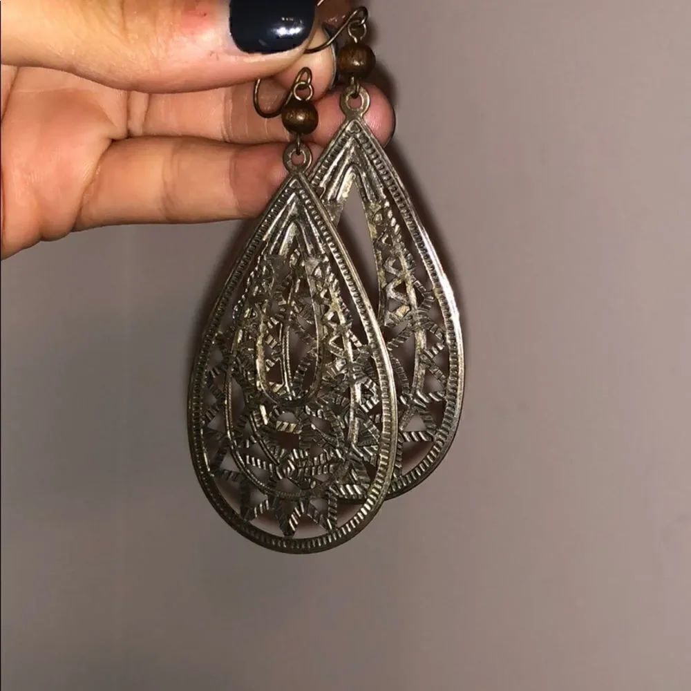 Pair Vintage Gold Metal Dangle Earrings